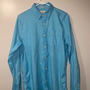 Hollister Epic Flex Stretch Teal Long Sleeve Pocketed Button Down